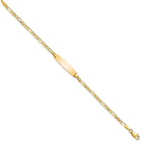 14K Yellow Gold Polished Figaro Link ID Bracelet - Engravable 8" by Oro Pregiato
