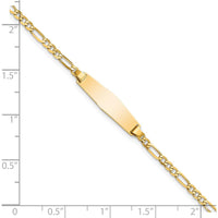 14K Yellow Gold Polished Figaro Link ID Bracelet - Engravable 8" by Oro Pregiato