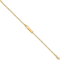 14K Yellow Gold Polished Figaro Link ID Bracelet with Cut-out Heart - 8" Length by Oro Pregiato