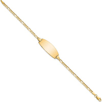 14K Yellow Gold Polished Figaro Link ID Bracelet with Engravable Oval Plate - 7" by Oro Pregiato