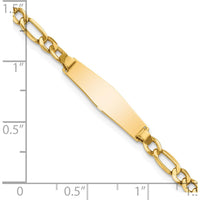 14K Yellow Gold Polished Figaro Link ID Bracelet with Soft Diamond Shaped Plate - 6" by Oro Pregiato