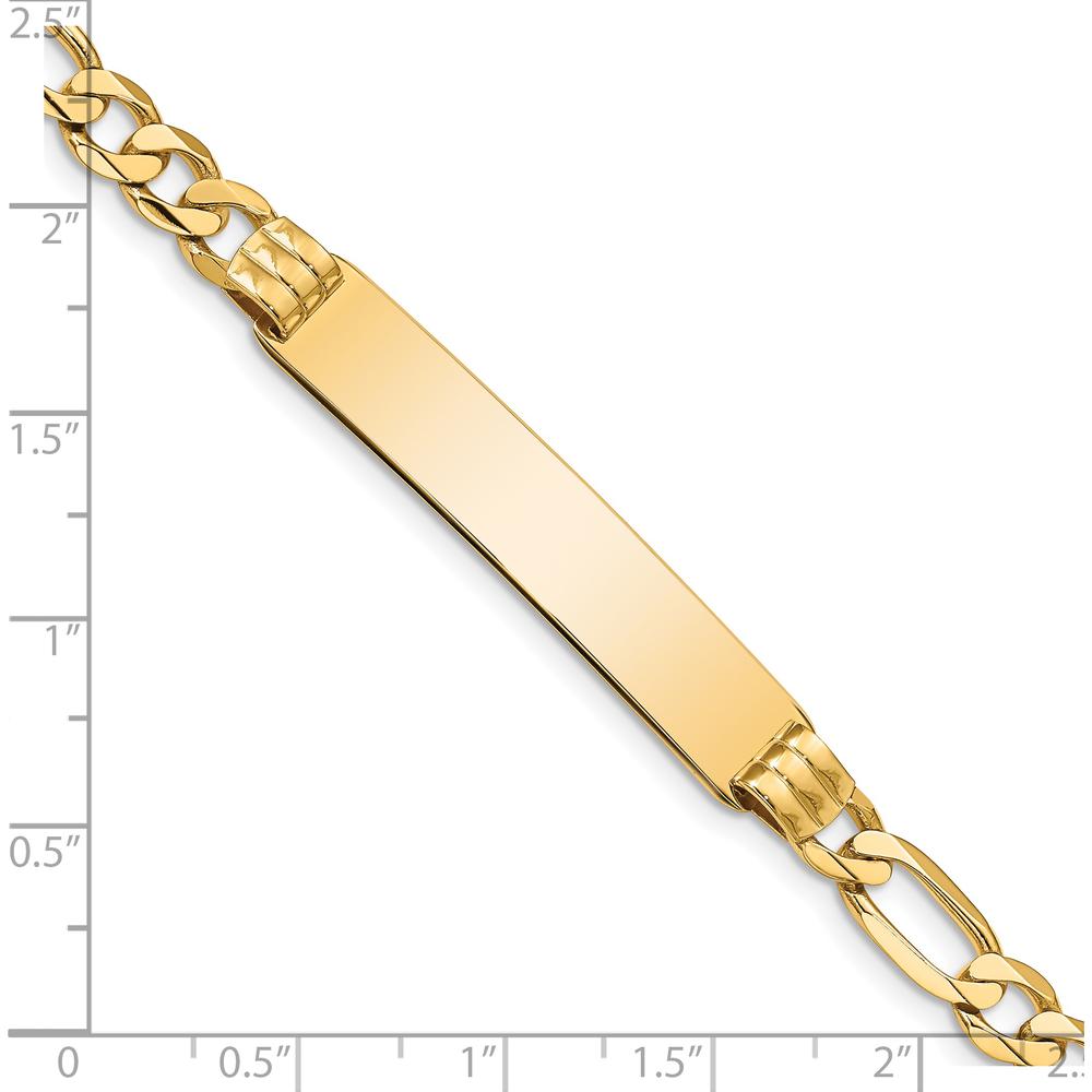 14K Yellow Gold Polished Figaro Link ID Bracelet with Solid Plate - 8 Inch Length by Oro Pregiato