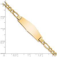 14K Yellow Gold Polished Figaro Link ID Bracelet with Solid Plate - 8" Length by Oro Pregiato