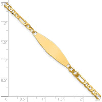 14K Yellow Gold Polished Figaro Link ID Bracelet with Solid Plate - 8" Length by Oro Pregiato