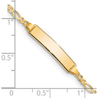 14K Yellow Gold Polished Figaro Link ID Bracelet with Solid Plate Charm - 7" Length by Oro Pregiato
