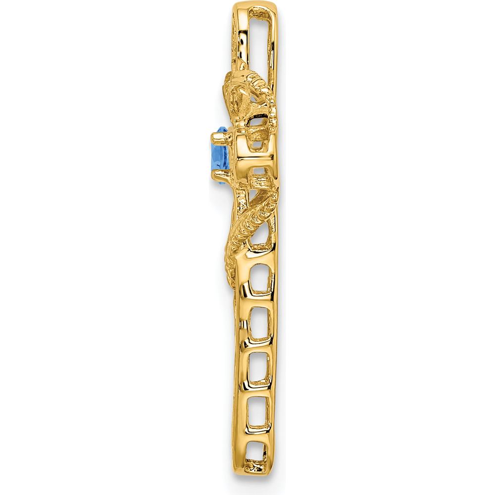 14K Yellow Gold Polished Filigree 1-Stone Mother's Cross Pendant Mounting by Oro Pregiato