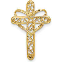 14K Yellow Gold Polished Filigree 1-Stone Mother's Cross Pendant Mounting by Oro Pregiato