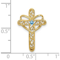 14K Yellow Gold Polished Filigree 1-Stone Mother's Cross Pendant Mounting by Oro Pregiato