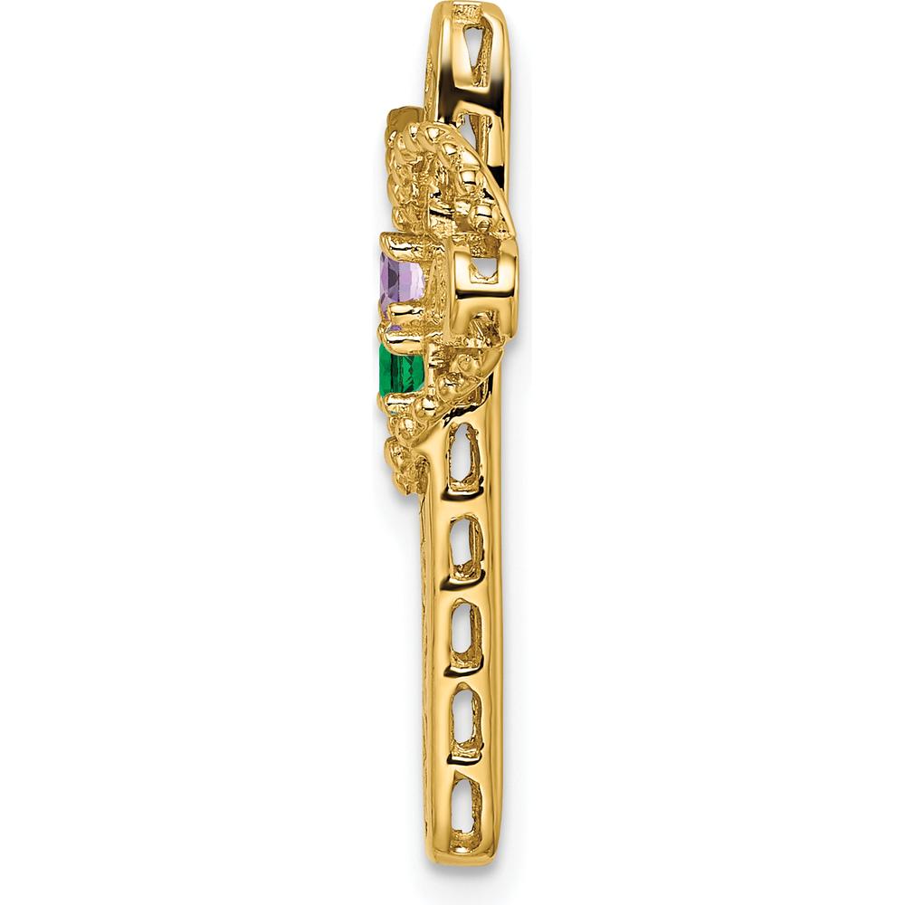 14K Yellow Gold Polished Filigree 2-Stone Mother's Cross Pendant Mounting by Oro Pregiato