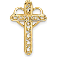 14K Yellow Gold Polished Filigree 2-Stone Mother's Cross Pendant Mounting by Oro Pregiato