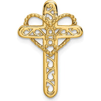 14K Yellow Gold Polished Filigree 2-Stone Mother's Cross Pendant Mounting by Oro Pregiato