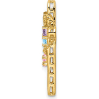14K Yellow Gold Polished Filigree 3-Stone Mother's Cross Pendant Mounting by Oro Pregiato
