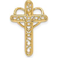 14K Yellow Gold Polished Filigree 3-Stone Mother's Cross Pendant Mounting by Oro Pregiato