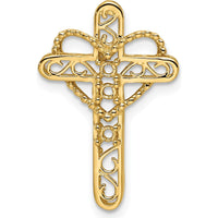14K Yellow Gold Polished Filigree 3-Stone Mother's Cross Pendant Mounting by Oro Pregiato