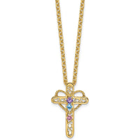 14K Yellow Gold Polished Filigree 3-Stone Mother's Cross Pendant Mounting by Oro Pregiato
