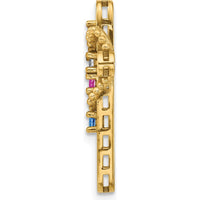 14K Yellow Gold Polished Filigree 4-Stone Mother's Cross Pendant Mounting - 25mm Length by Oro Pregiato
