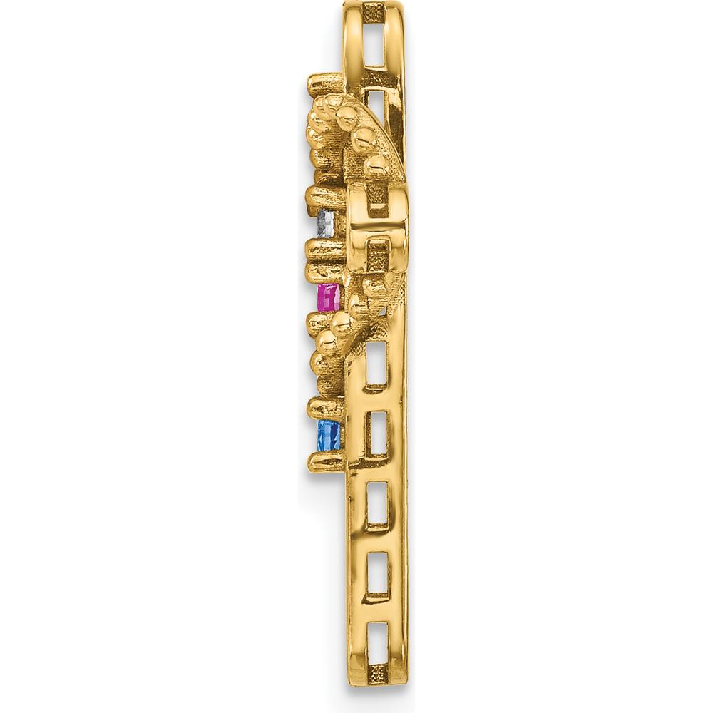 14K Yellow Gold Polished Filigree 4-Stone Mother's Cross Pendant Mounting - 25mm Length by Oro Pregiato