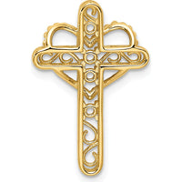 14K Yellow Gold Polished Filigree 4-Stone Mother's Cross Pendant Mounting - 25mm Length by Oro Pregiato