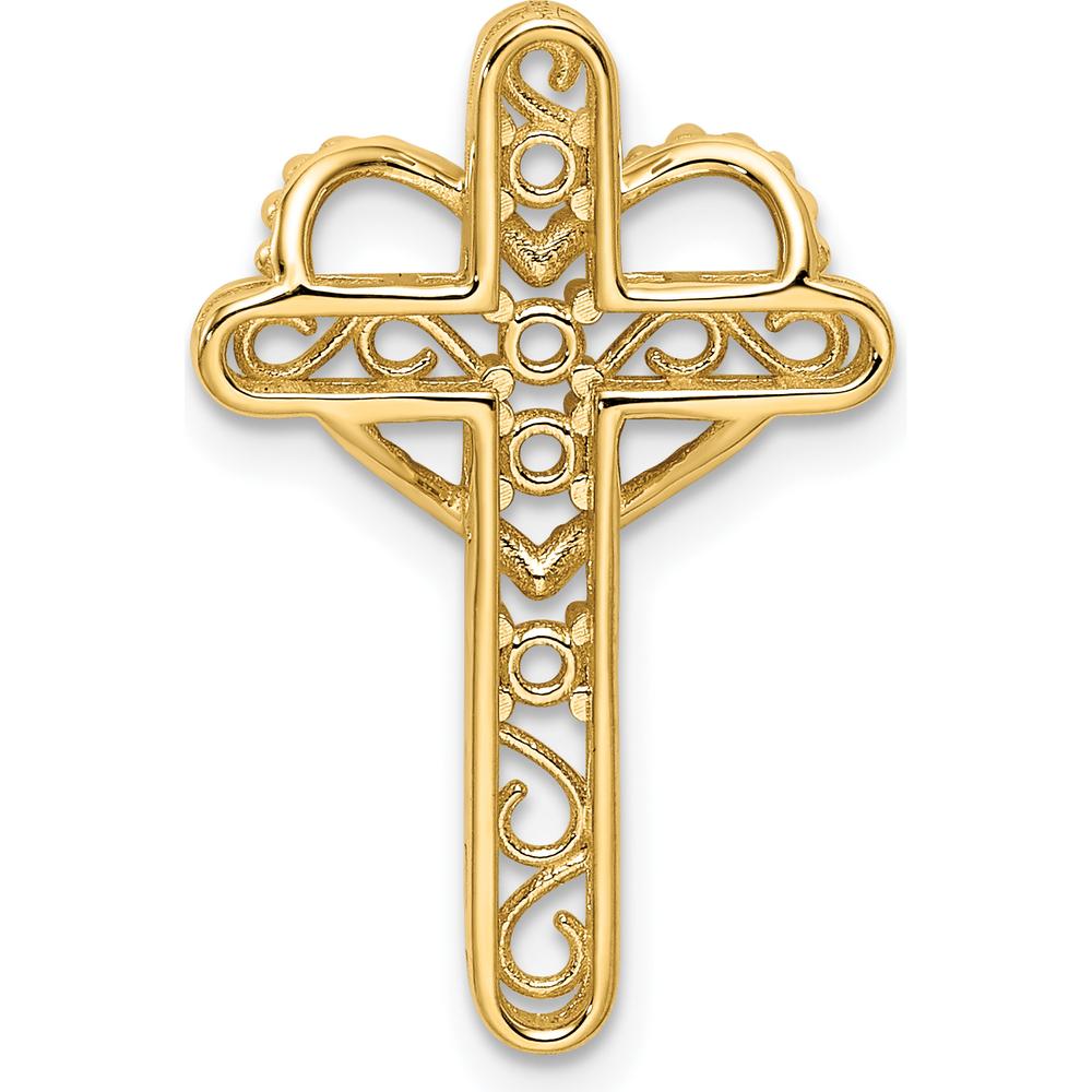 14K Yellow Gold Polished Filigree 4-Stone Mother's Cross Pendant Mounting - 25mm Length by Oro Pregiato