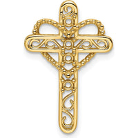 14K Yellow Gold Polished Filigree 4-Stone Mother's Cross Pendant Mounting - 25mm Length by Oro Pregiato