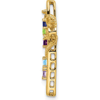 14K Yellow Gold Polished Filigree 5-Stone Mother's Cross Pendant - 25mm x 15mm by Oro Pregiato