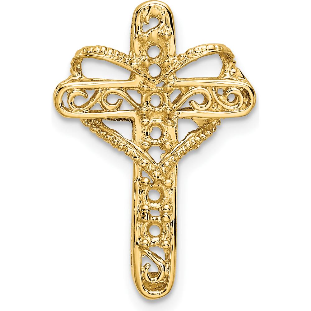 14K Yellow Gold Polished Filigree 5-Stone Mother's Cross Pendant - 25mm x 15mm by Oro Pregiato