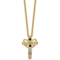 14K Yellow Gold Polished Filigree 5-Stone Mother's Cross Pendant - 25mm x 15mm by Oro Pregiato