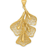 14K Yellow Gold Polished Filigree Calla Lily Flower Pendant - 57.55mm Length by 0