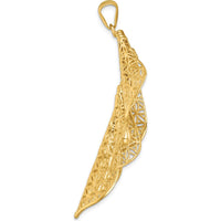 14K Yellow Gold Polished Filigree Calla Lily Flower Pendant - 57.55mm Length by 0
