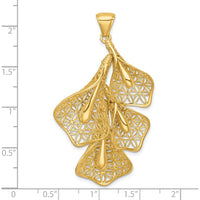 14K Yellow Gold Polished Filigree Calla Lily Flower Pendant - 57.55mm Length by 0