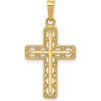14K Yellow Gold Polished Filigree Cross Pendant - 27.13mm Length by Oro Pregiato