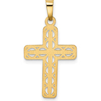 14K Yellow Gold Polished Filigree Cross Pendant - 27.13mm Length by Oro Pregiato