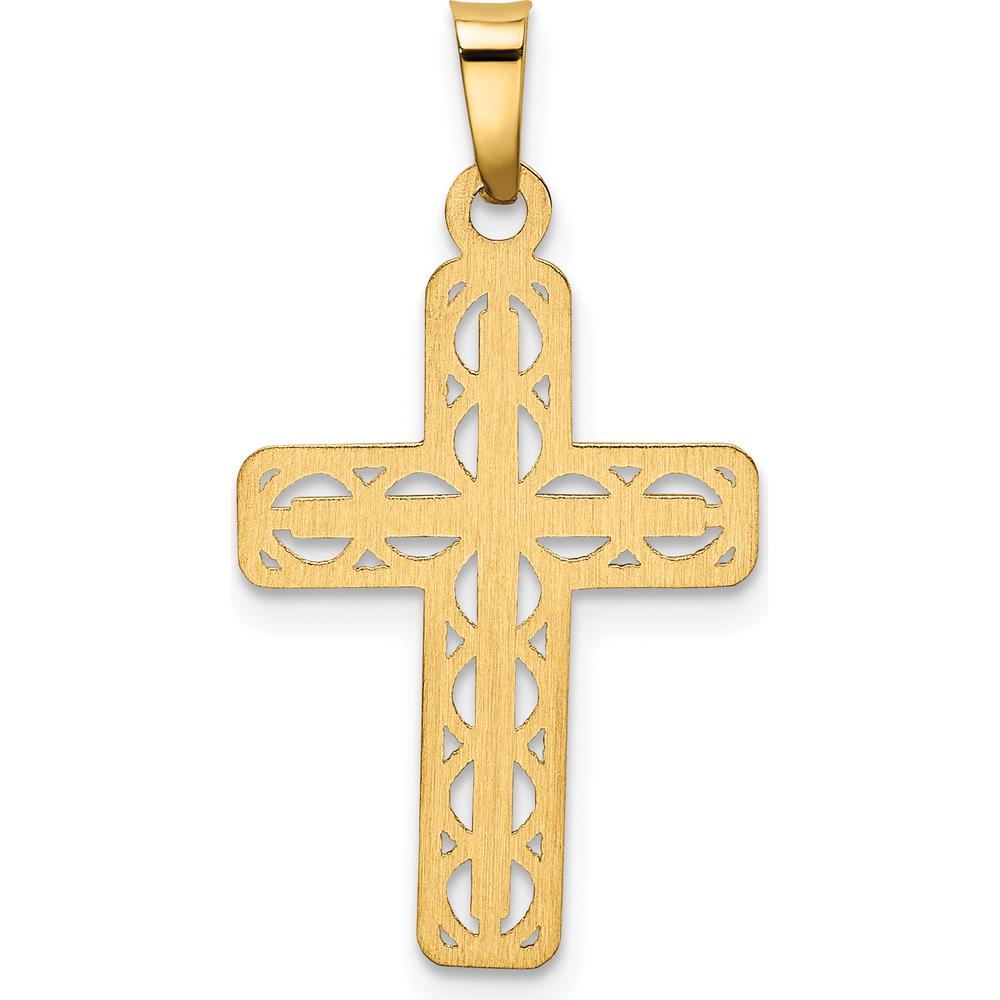 14K Yellow Gold Polished Filigree Cross Pendant - 27.13mm Length by Oro Pregiato