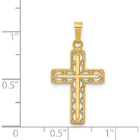 14K Yellow Gold Polished Filigree Cross Pendant - 27.13mm Length by Oro Pregiato