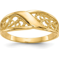 14K Yellow Gold Polished Filigree Fashion Ring with Beaded Texture by Oro Pregiato