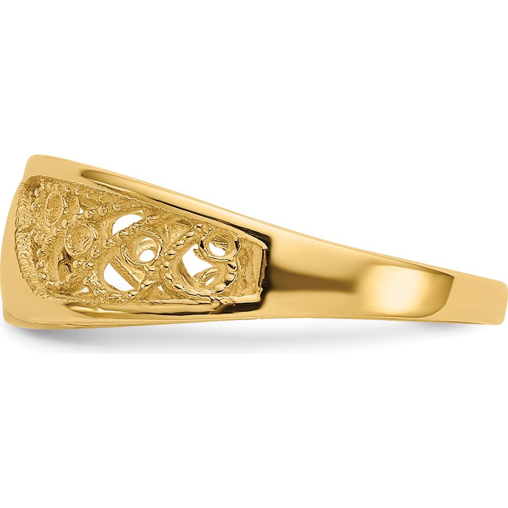 14K Yellow Gold Polished Filigree Fashion Ring with Beaded Texture by Oro Pregiato