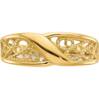 14K Yellow Gold Polished Filigree Fashion Ring with Beaded Texture by Oro Pregiato