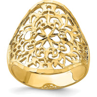 14K Yellow Gold Polished Filigree Fashion Ring with Intricate Detailing by Oro Pregiato