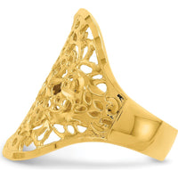 14K Yellow Gold Polished Filigree Fashion Ring with Intricate Detailing by Oro Pregiato