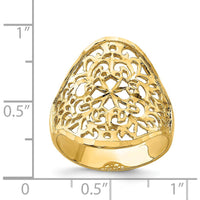 14K Yellow Gold Polished Filigree Fashion Ring with Intricate Detailing by Oro Pregiato