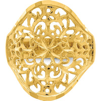 14K Yellow Gold Polished Filigree Fashion Ring with Intricate Detailing by Oro Pregiato