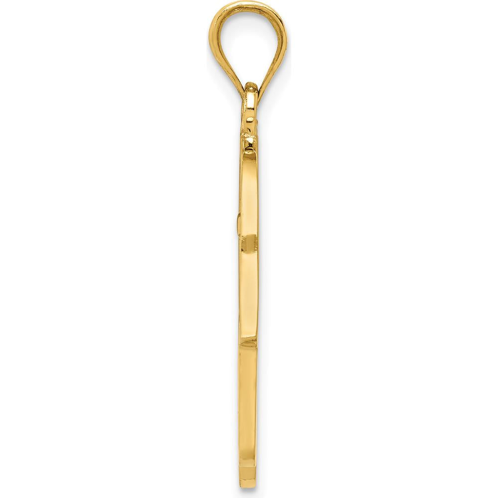 14K Yellow Gold Polished Filigree Hamsa and Evil Eye Pendant - 30.85mm in Length by Oro Pregiato