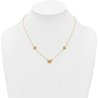 14K Yellow Gold Polished Filigree Heart 3-Station Necklace with 2" Extender by 0