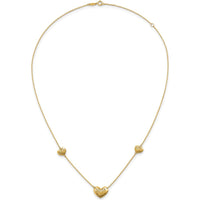 14K Yellow Gold Polished Filigree Heart 3-Station Necklace with 2" Extender by 0