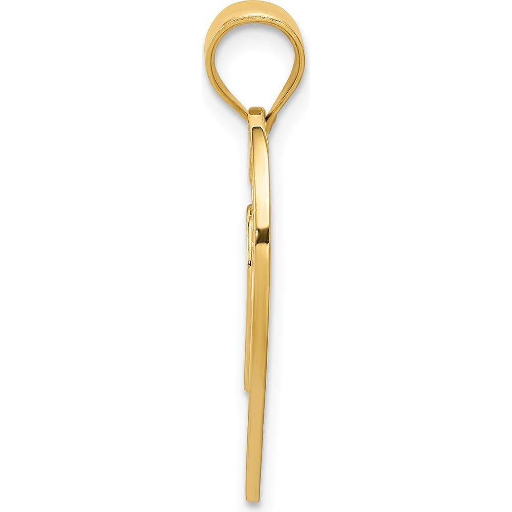 14K Yellow Gold Polished Filigree Heart Pendant with Textured Back by Oro Pregiato