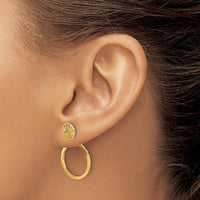 14K Yellow Gold Polished Filigree Hollow Drop Earrings - 26mm Length by 0