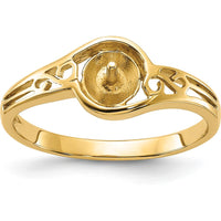 14K Yellow Gold Polished Filigree Pearl Ring Mounting - 8mm Setting by Monteluci Fine Jewelry