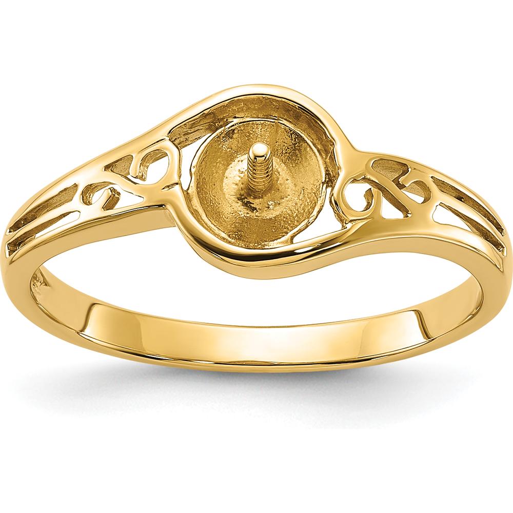14K Yellow Gold Polished Filigree Pearl Ring Mounting - 8mm Setting by Monteluci Fine Jewelry