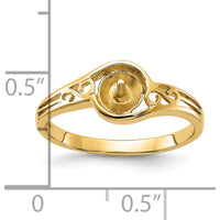 14K Yellow Gold Polished Filigree Pearl Ring Mounting - 8mm Setting by Monteluci Fine Jewelry