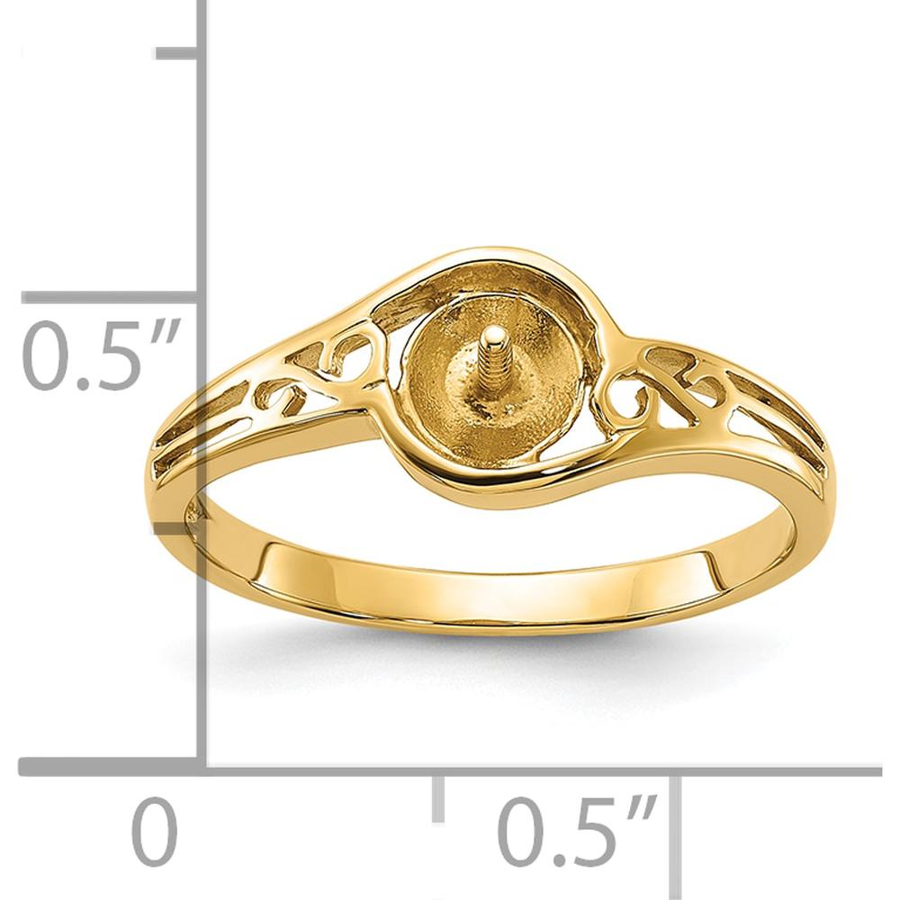 14K Yellow Gold Polished Filigree Pearl Ring Mounting - 8mm Setting by Monteluci Fine Jewelry